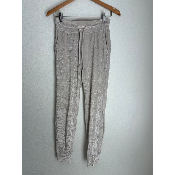 lululemon athletica Pants - Lululemon Crushed Velvet Jogger Pants Women Size 4 Beige‎ Lounge Athleisure
